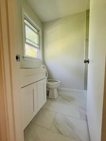 a bathroom with a sink toilet and vanity