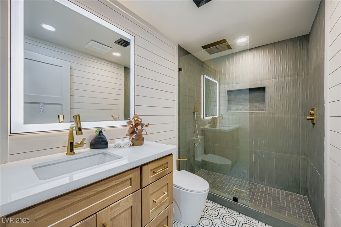 4096 Tyrol Way Mount Charleston, NV 89124 - Photo 12 of 50 The downstairs bath is elegant, functional and features a very cool overhead shower experience with FullFlow ™ waterfall feature for a shower experience that is second-to-none. The shower fixtures are the cutting edge of technology that is widely used in luxury homes across Europe and Asia.