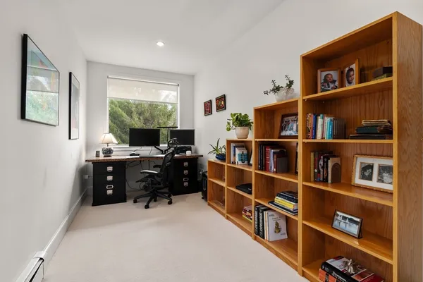 a living room with a large window
