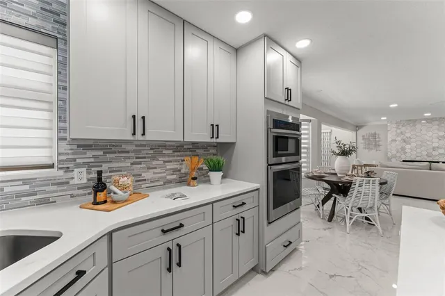 a bathroom with a shower and yard