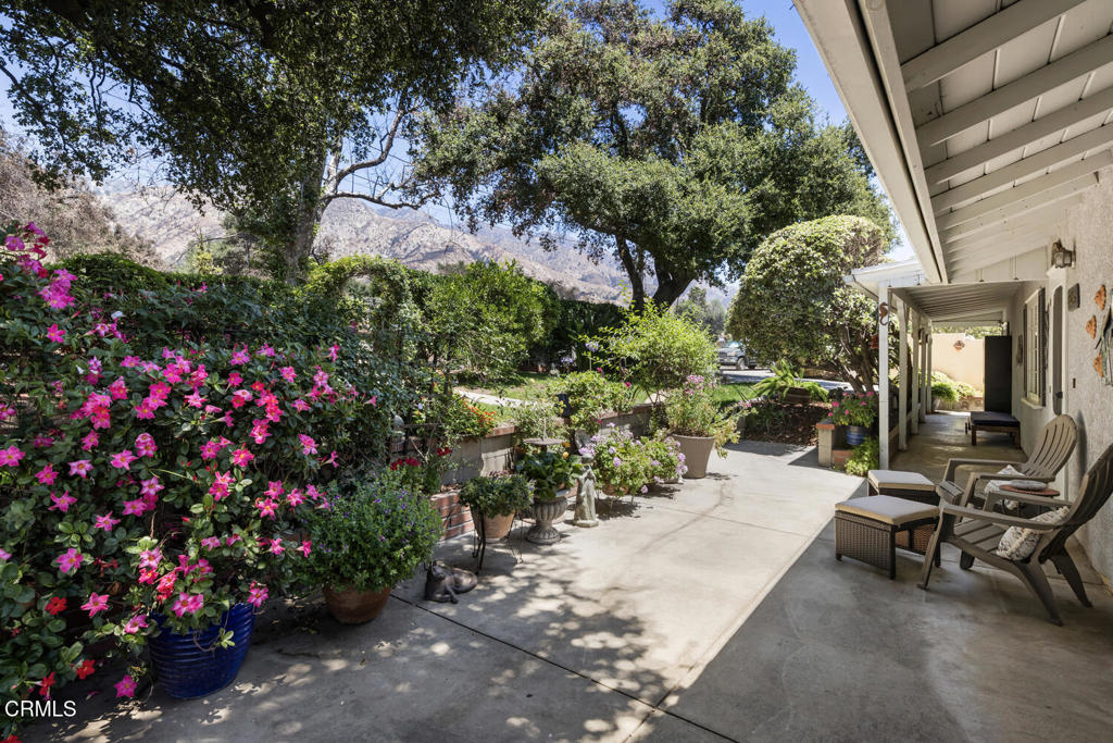 a bench is sitting in the middle of flower