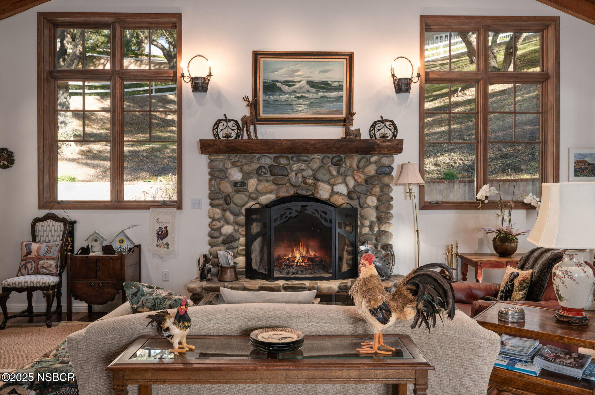 4086 East Oak Trail Road Santa Ynez, CA 93460 - Photo 31 of 57 a living room with furniture fireplace and window