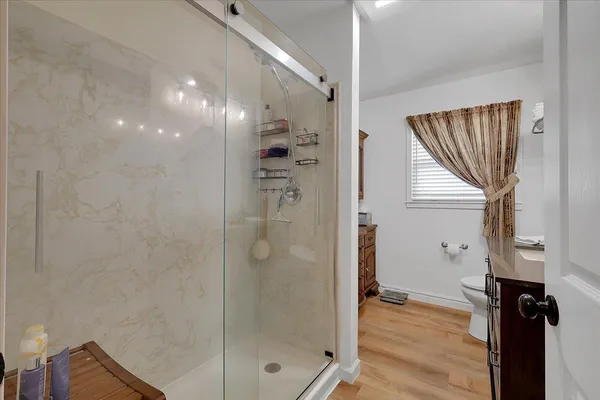 a bathroom with a shower