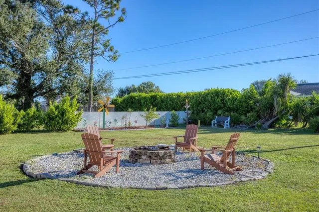 a view of a swimming pool with a yard