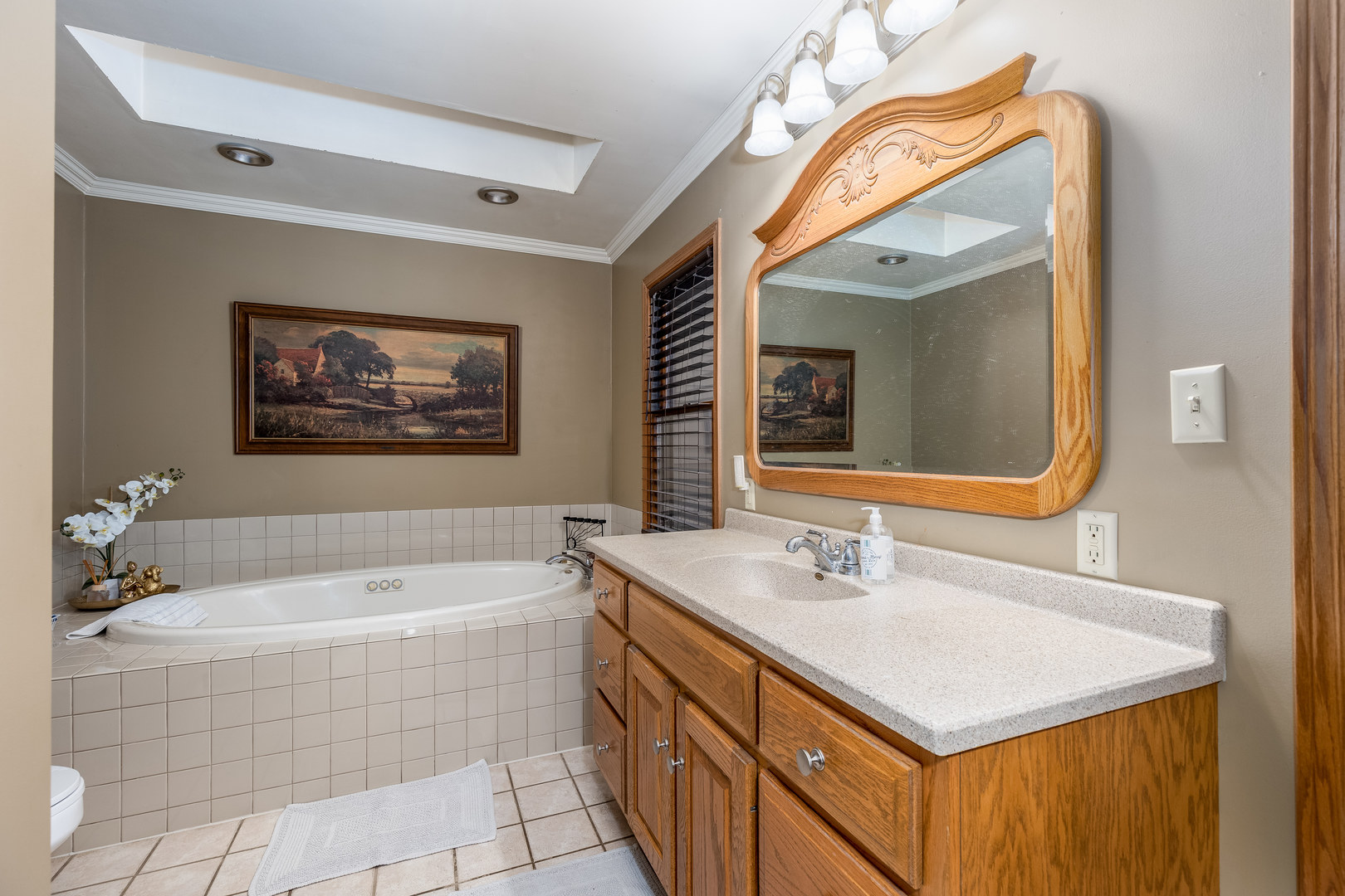 2115 East 875th Road Tonica, IL 61370 - Photo 14 of 33 a bathroom with a sink a bathtub a mirror and a vanity