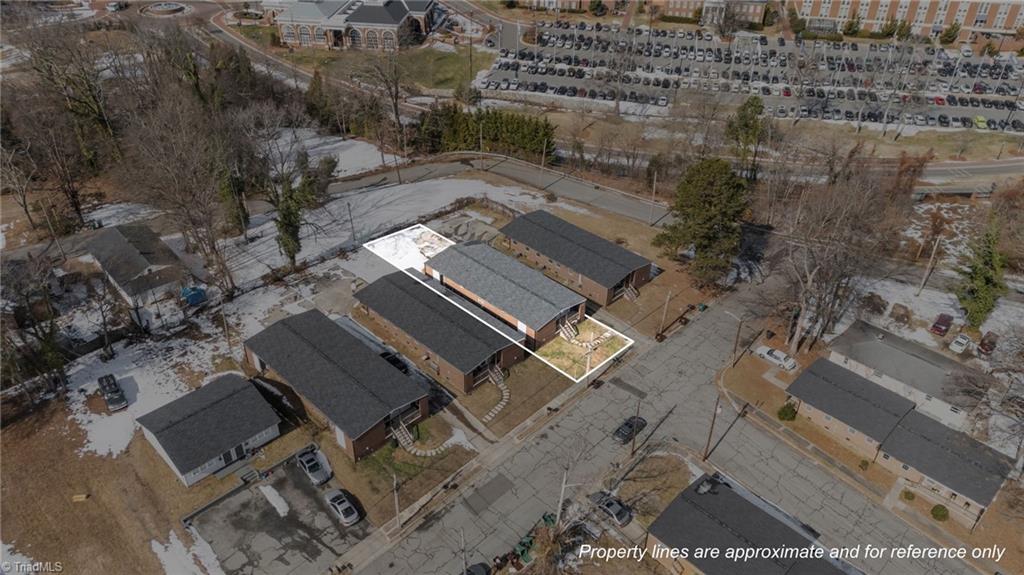 513 Saunders Place, Unit A & B High Point, NC 27260 - Photo 29 of 33 Overhead shot of the duplex showing the approximate lot dimensions at 513 Saunders Place.
