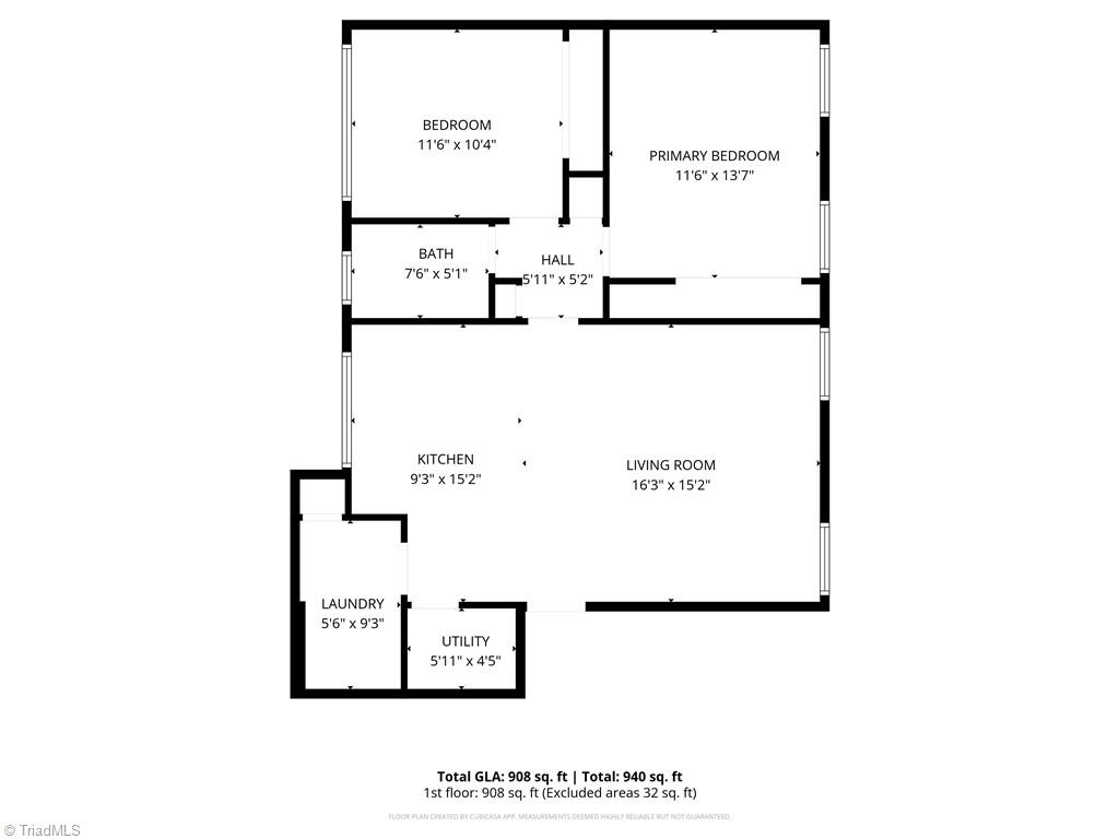 513 Saunders Place, Unit A & B High Point, NC 27260 - Photo 33 of 33 Floorplan-511 Saunders Place, Unit B only