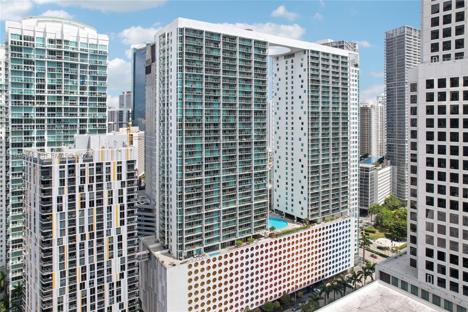 55 Southeast 6th Street, Unit 1608 Miami, FL 33131 - Photo 24 of 24 Expansive skyline and river views from high-rise balcony at 55 SE 6th St, Brickell Miami.