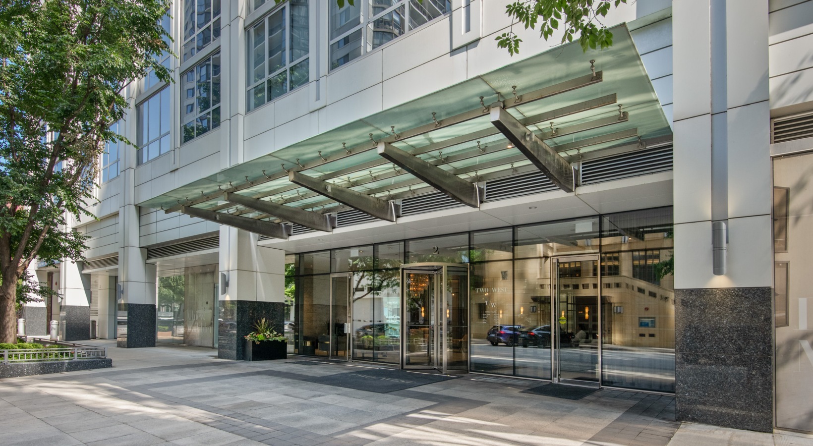 a view of a building with door