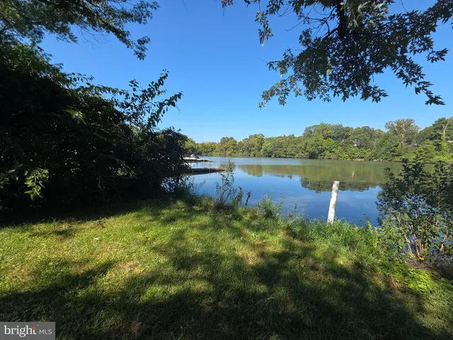 a view of a lake with a mountain in the background