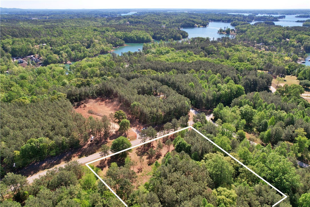 Lot 134 Mcalister Rd Union West Union, SC 29696 - Photo 36 of 43 This aerial view showcases a vibrant landscape with a verdant forest and serene lake, perfect for building your dream home.
