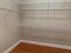 a view of a room with racks on the wall