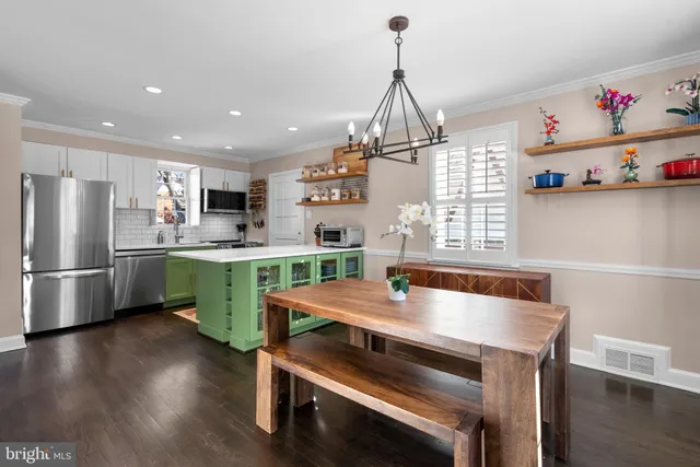 a kitchen with kitchen island a sink appliances and cabinets