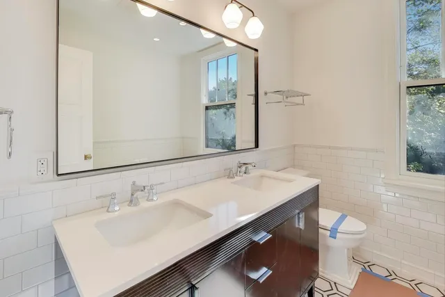 a bathroom with a bathtub