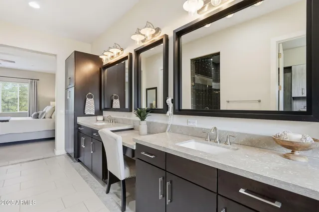 a workspace with furniture and window