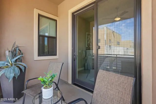 an aerial view of residential building with parking space