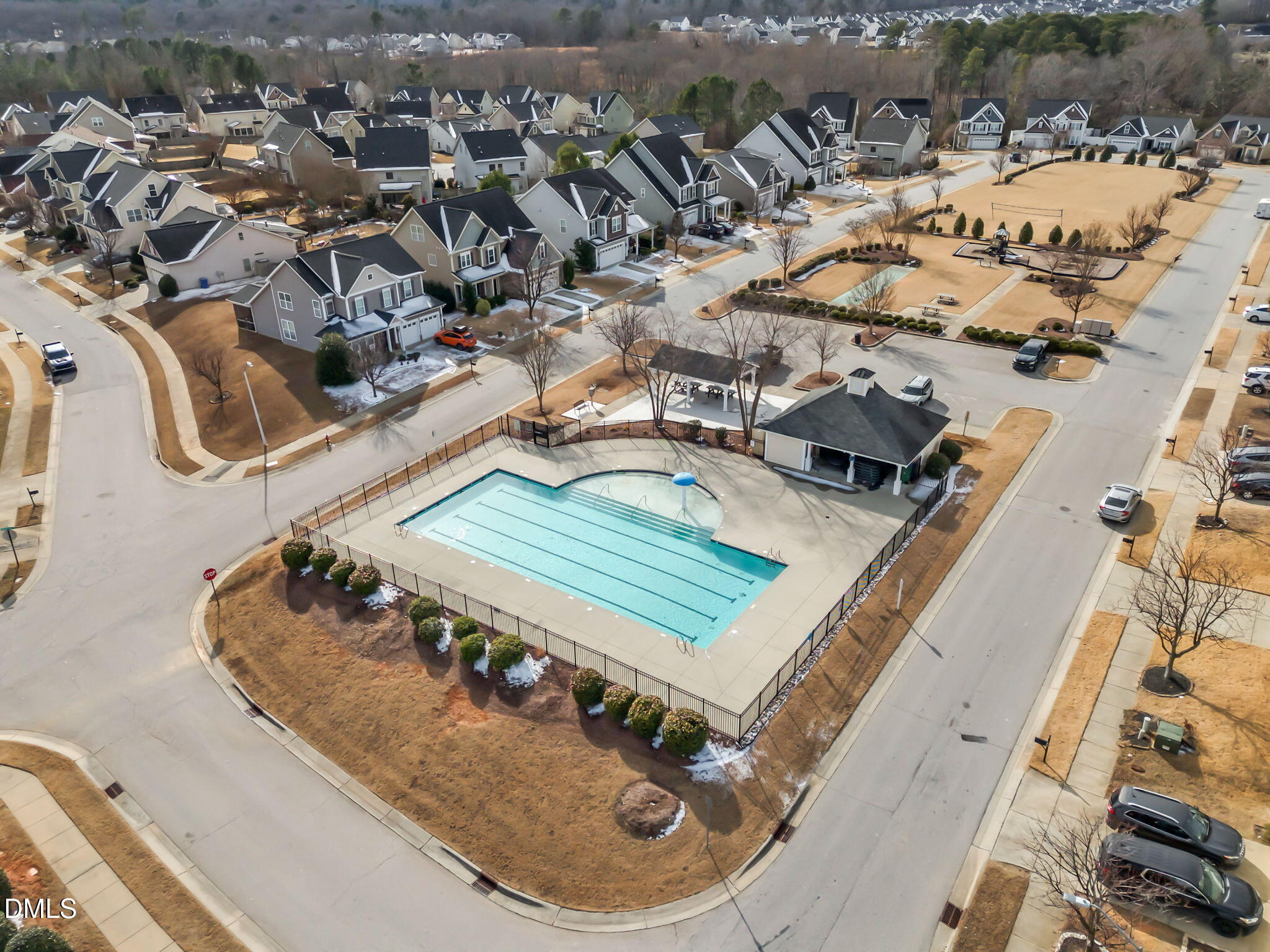 824 Lone Pine Loop Fuquay-Varina, NC 27526 - Photo 55 of 62 an aerial view of a house with a swimming pool