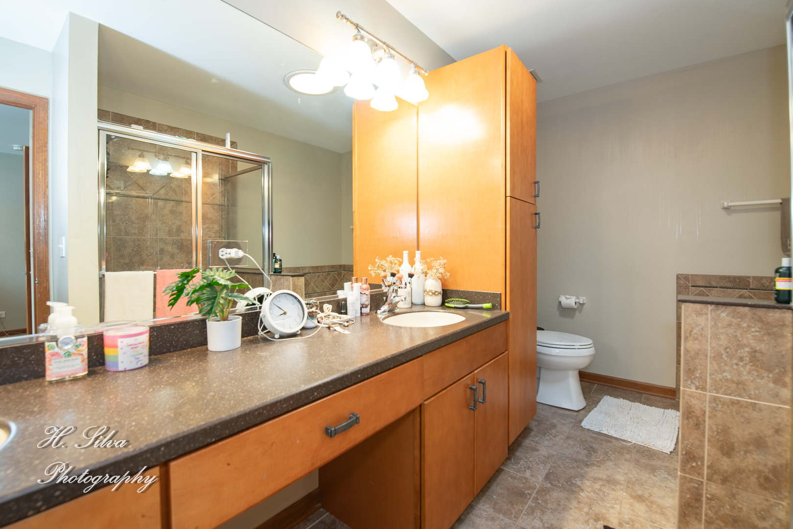 9530 Rainsford Drive Huntley, IL 60142 - Photo 9 of 14 a bathroom with a granite countertop sink mirror and toilet