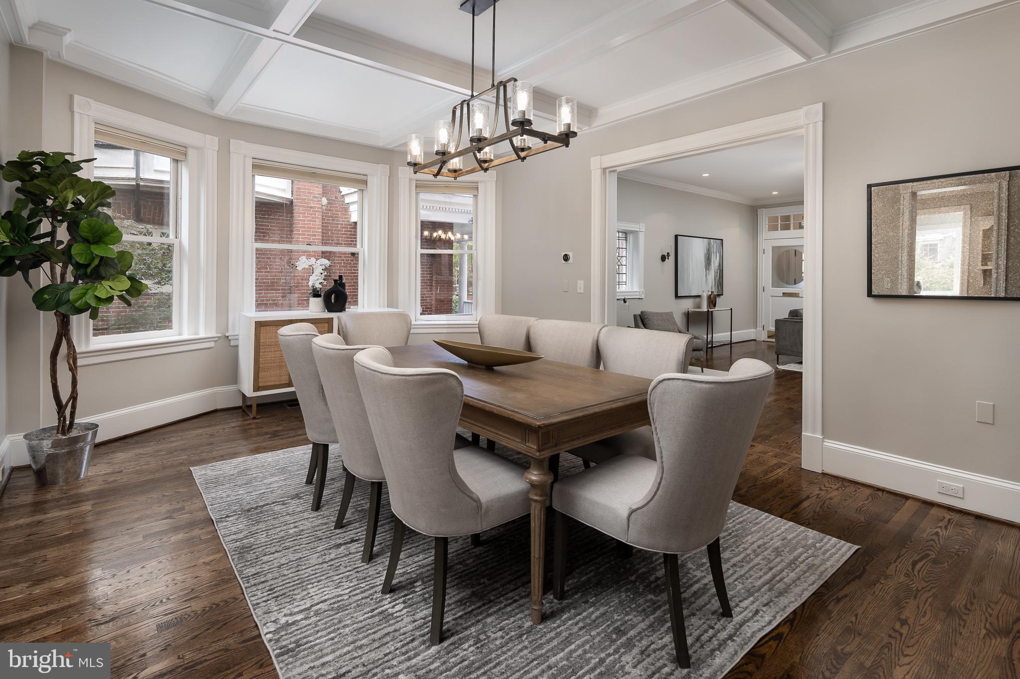 1730 Park Road Northwest Washington, DC 20010 - Photo 13 of 74 Dining room, coffered ceiling, chandelier, dining
