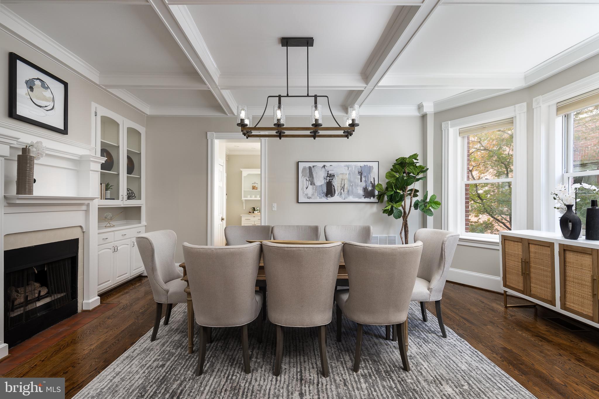 1730 Park Road Northwest Washington, DC 20010 - Photo 14 of 74 Dining room, coffered ceiling, custom built-ins