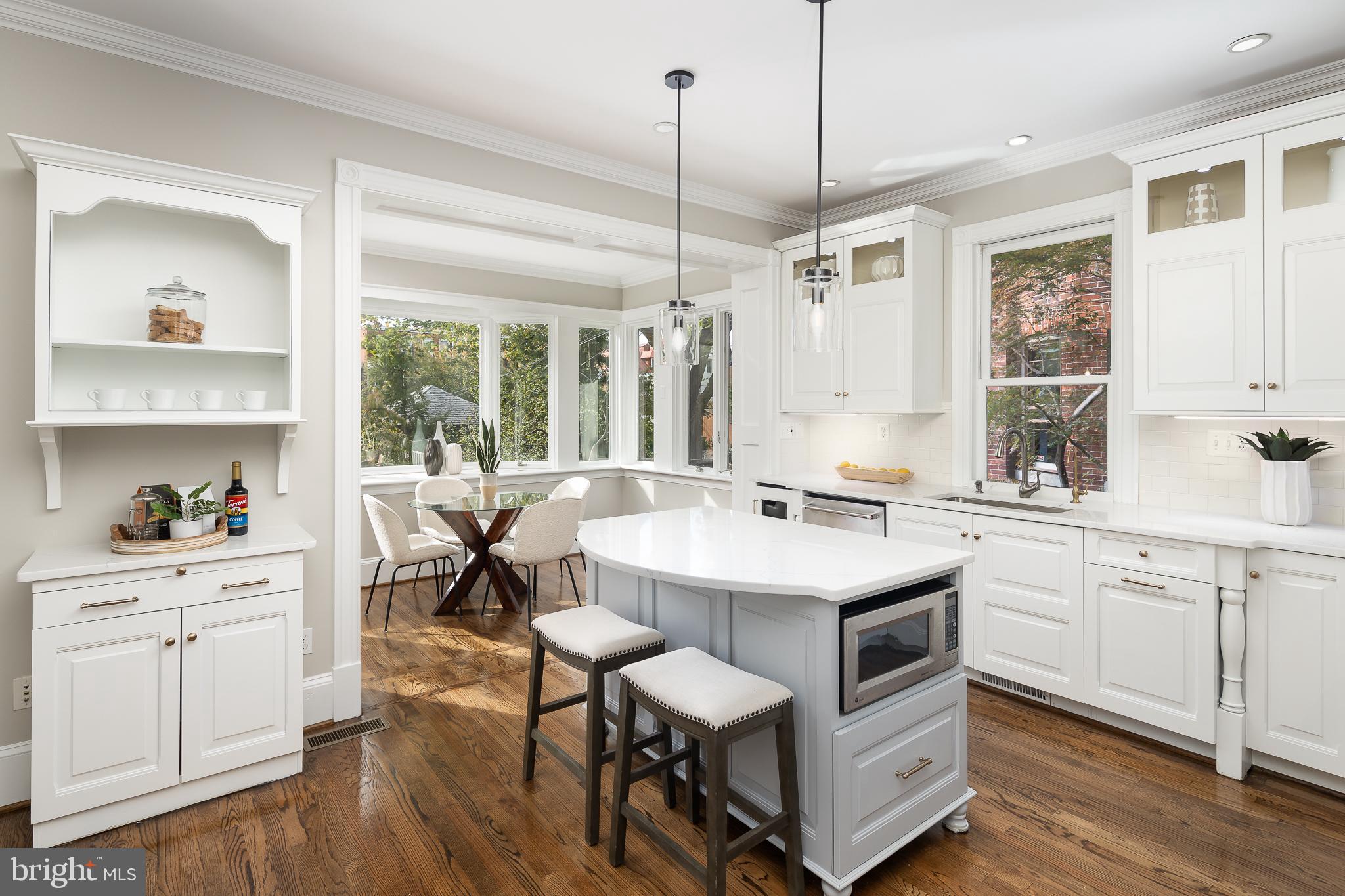 1730 Park Road Northwest Washington, DC 20010 - Photo 16 of 74 Kitchen island, eat in kitchen, white quartz