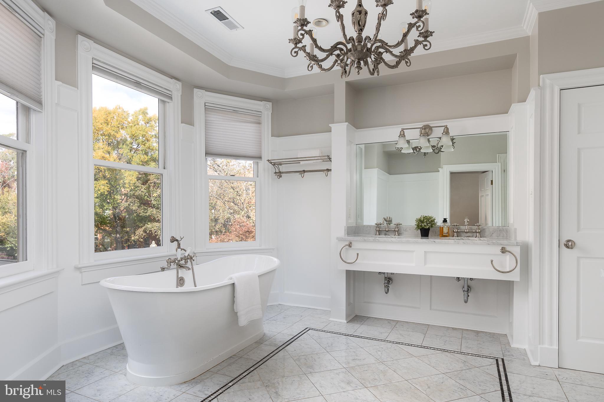 1730 Park Road Northwest Washington, DC 20010 - Photo 24 of 74 White bathroom, soaking tub, double vanity