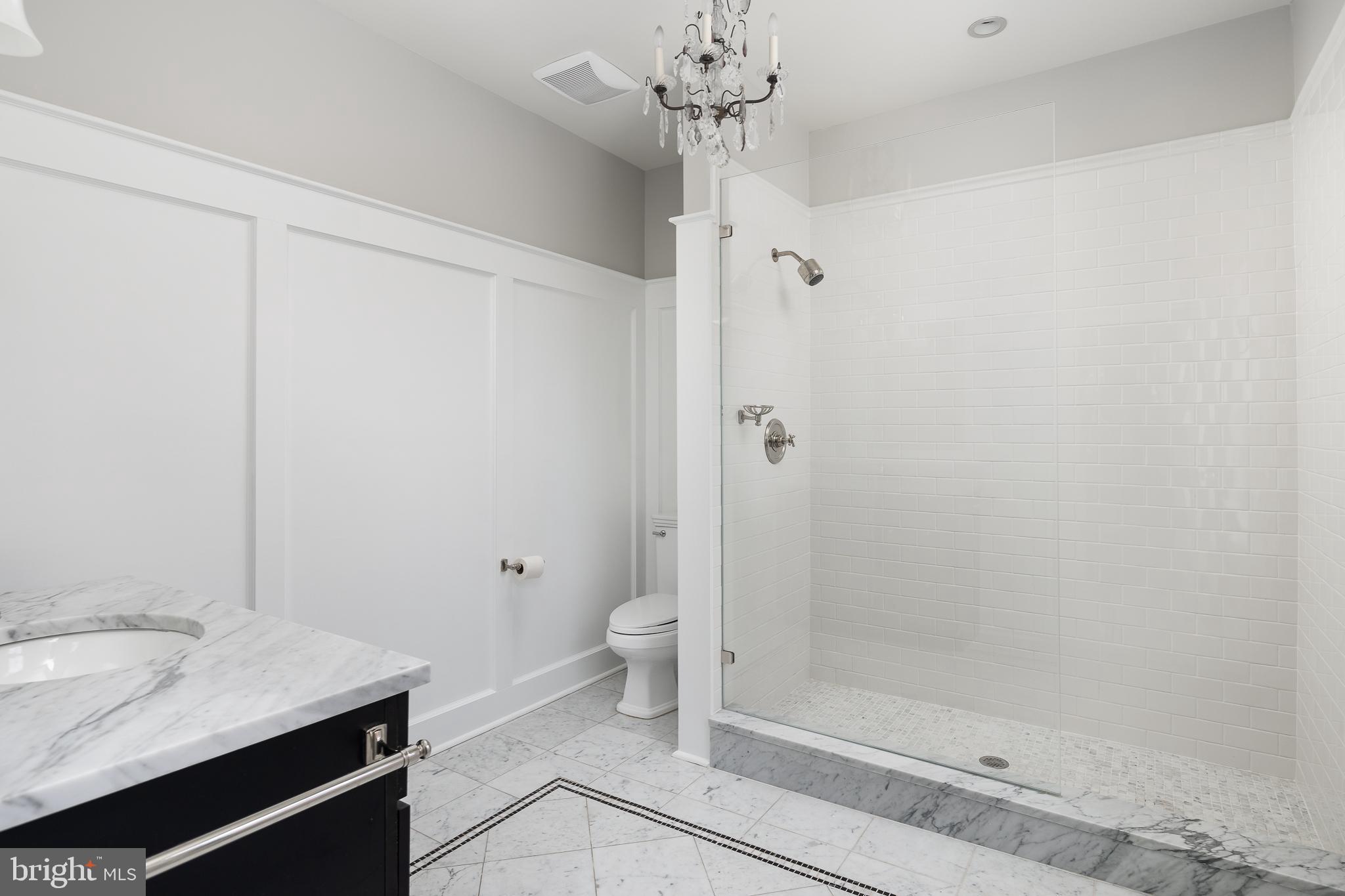 1730 Park Road Northwest Washington, DC 20010 - Photo 40 of 74 Glass shower, white bathroom, renovated