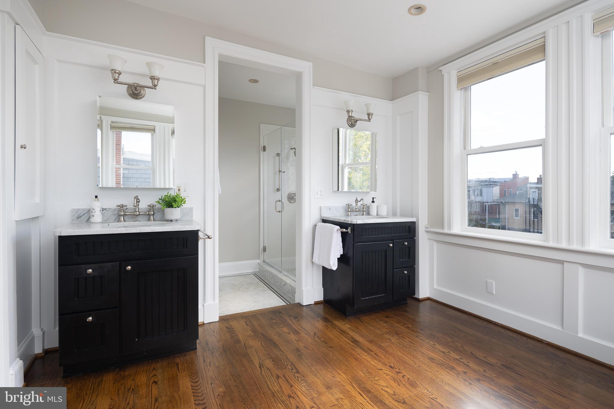 1730 Park Road Northwest Washington, DC 20010 - Photo 46 of 74 Master bath, double vanity, bright light, shower