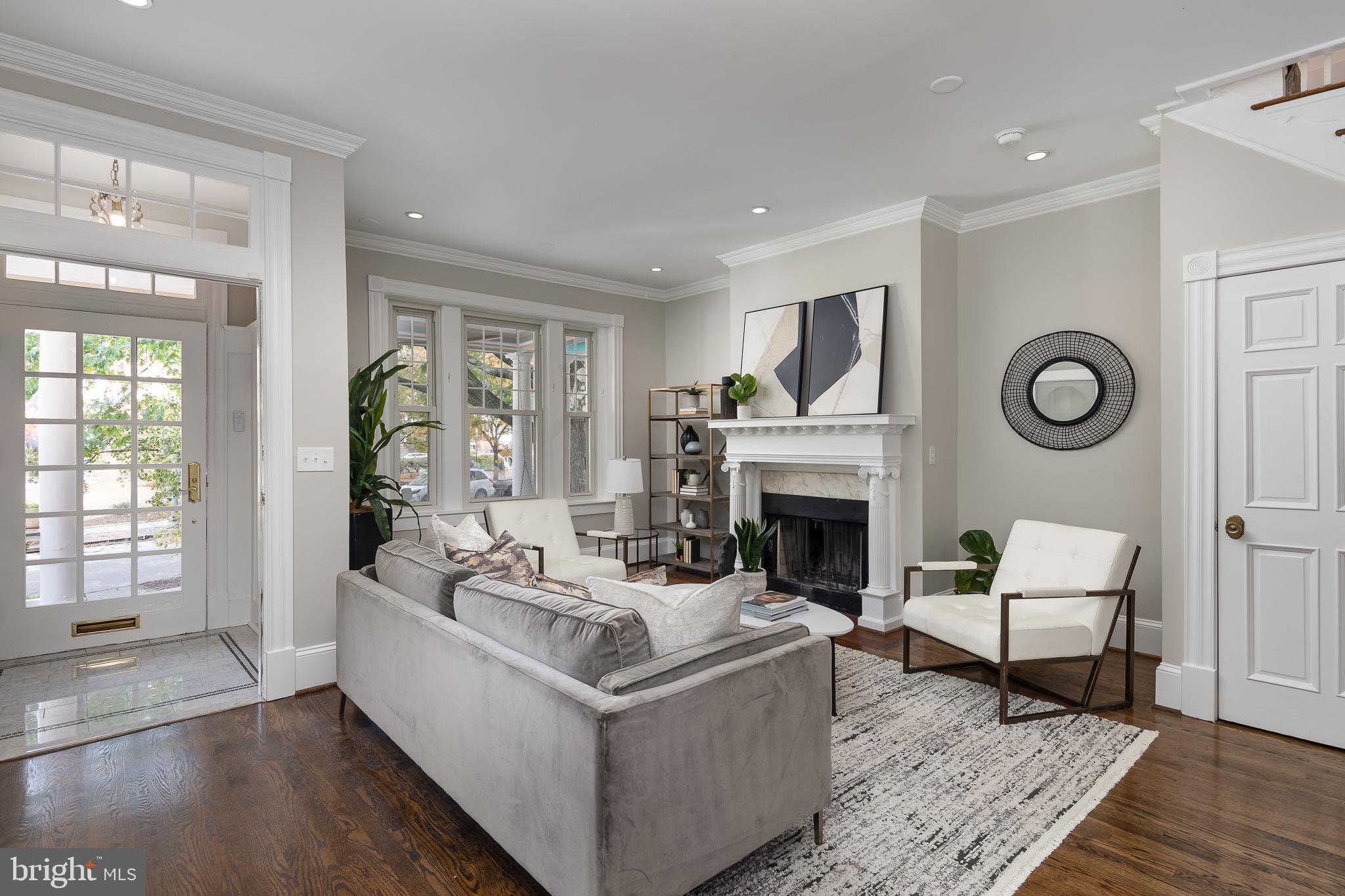 1730 Park Road Northwest Washington, DC 20010 - Photo 8 of 74 Living room, front foyer, fireplace, oak floors
