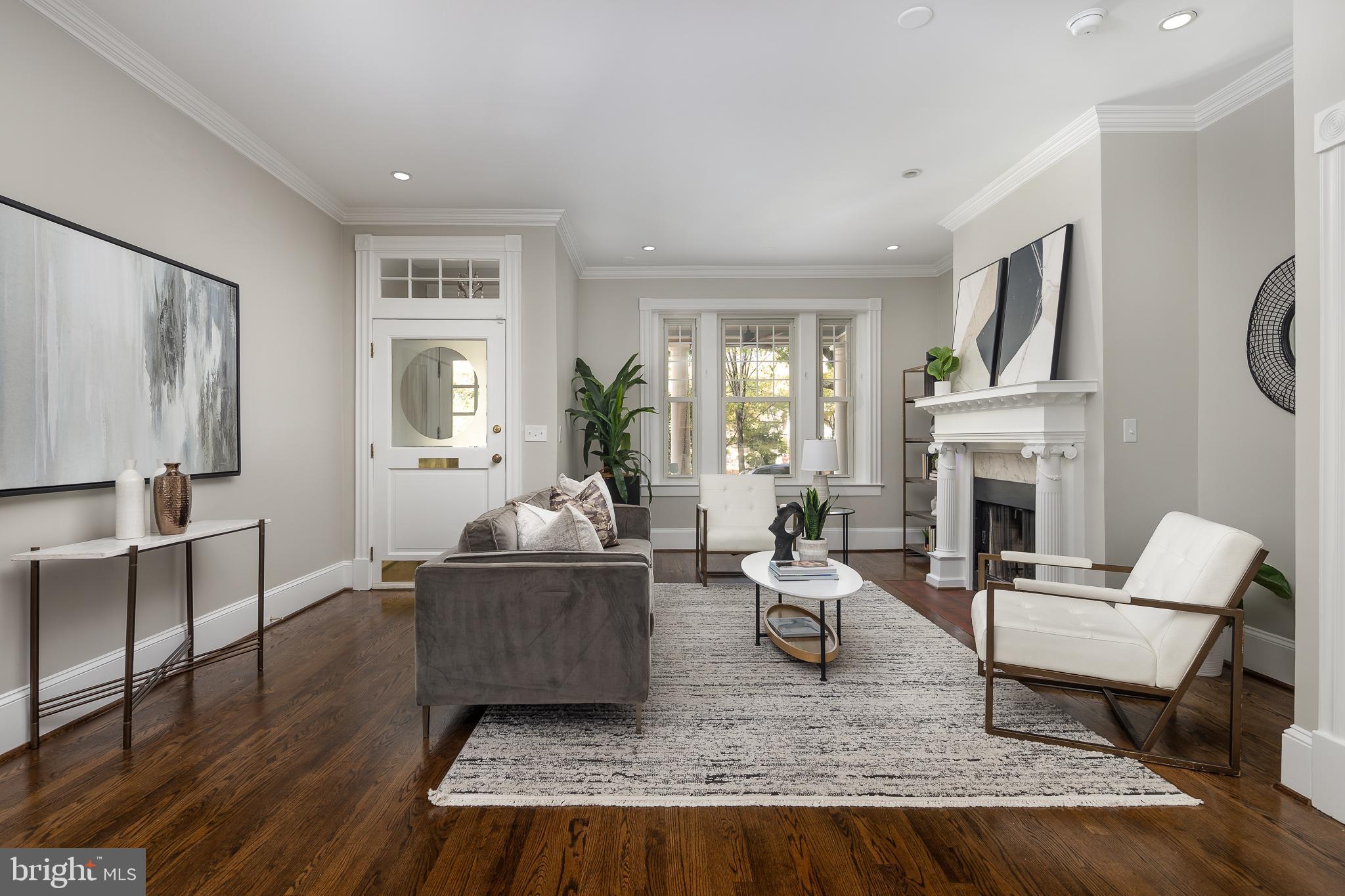1730 Park Road Northwest Washington, DC 20010 - Photo 10 of 74 Living room, hardwood floors, fireplace, foyer