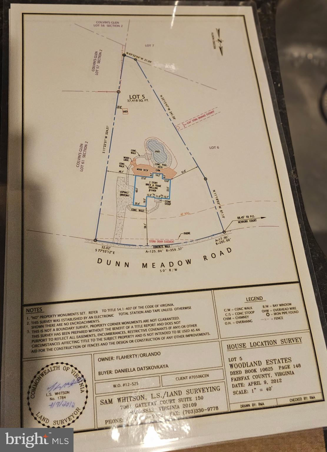 10409 Dunn Meadow Road Vienna, VA 22182 - Photo 32 of 34 Plat / Survey