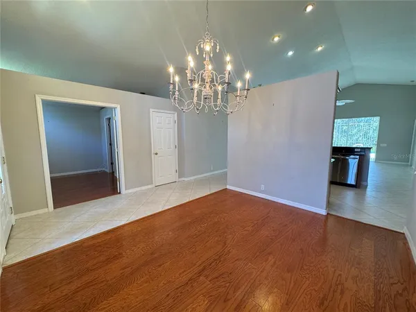 a view of a livingroom with a chandelier