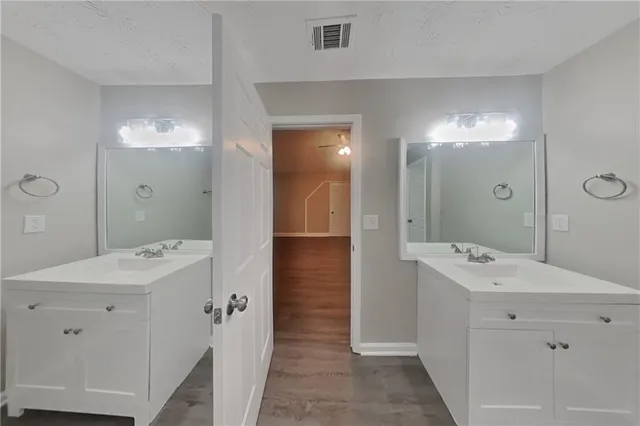 a bathroom with a bathtub