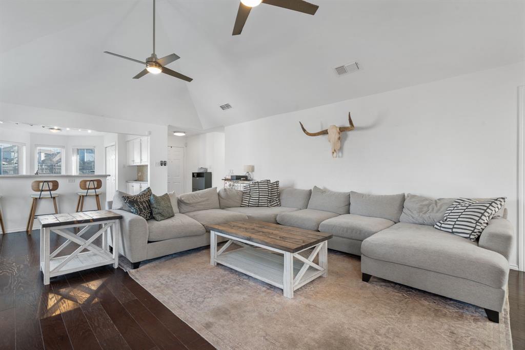 604 Lionel Way Fort Worth, TX 76108 - Photo 9 of 36 a living room with furniture and a ceiling fan