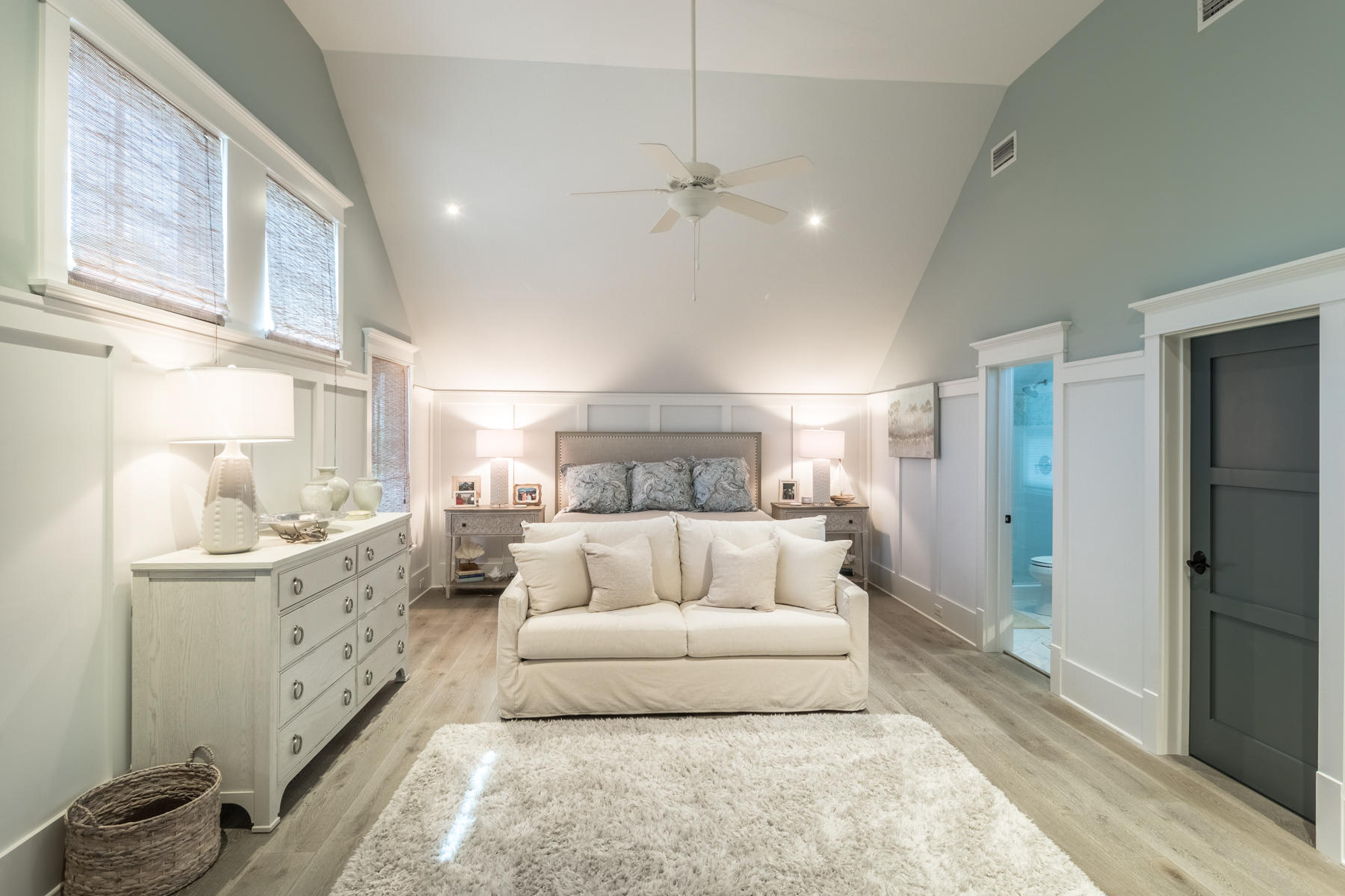 52 North Shingle Way Inlet Beach, FL 32461 - Photo 32 of 49 a spacious bedroom with a bed and a couch