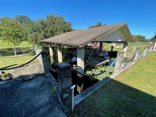 a view of a patio in backyard