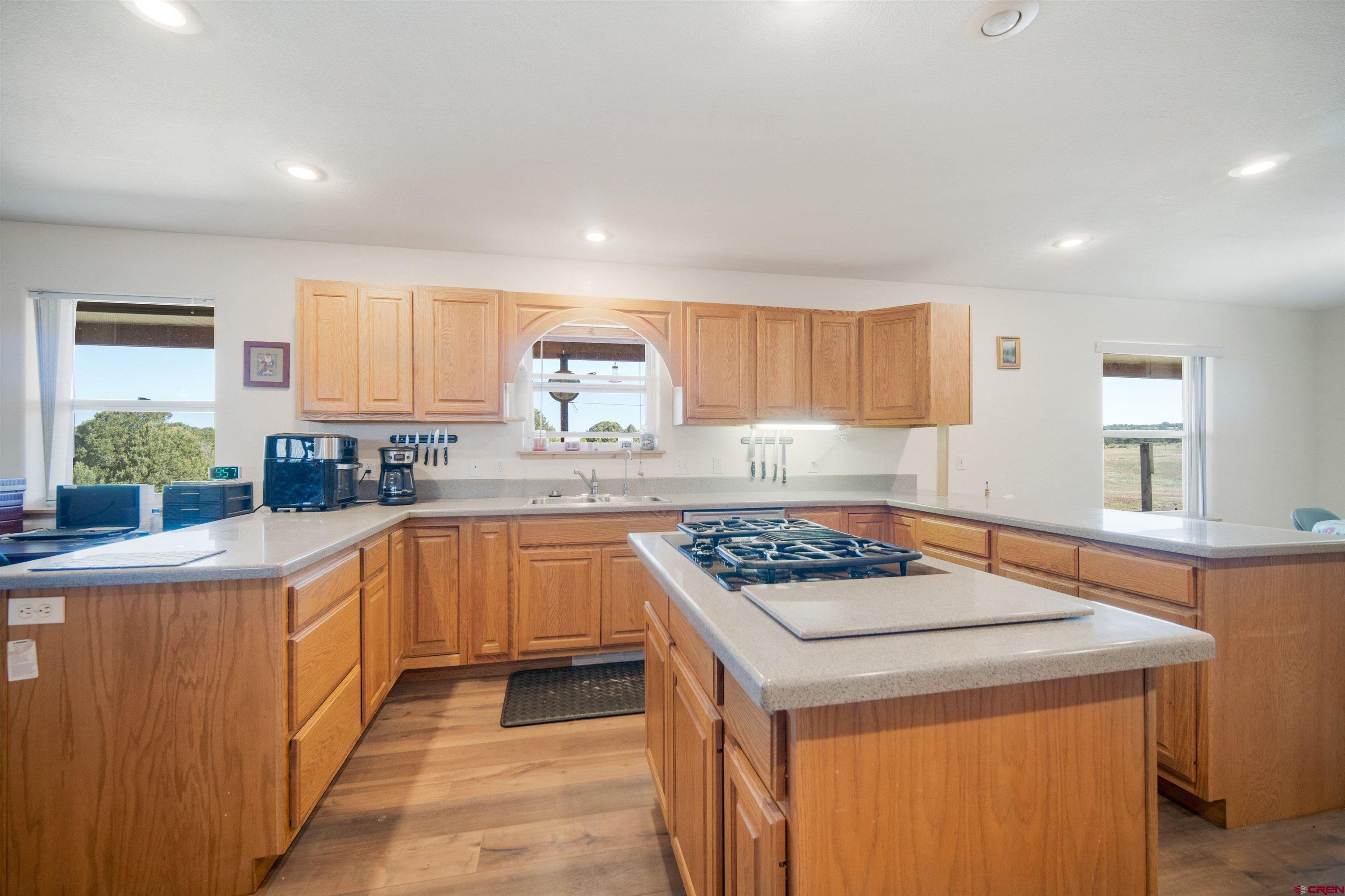 660 Road 8k Egnar, CO 81325 - Photo 19 of 30 a kitchen with stainless steel appliances granite countertop a stove a sink dishwasher and a refrigerator with wooden cabinets