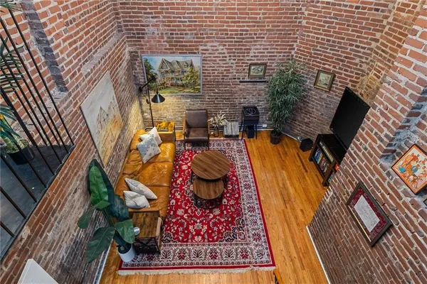 a view of balcony with furniture