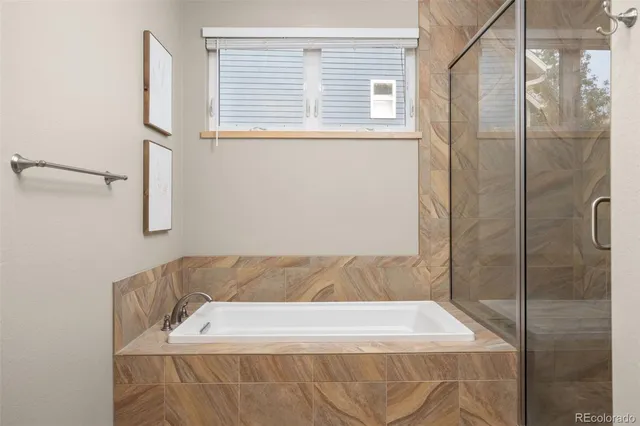a bathroom with a bathtub