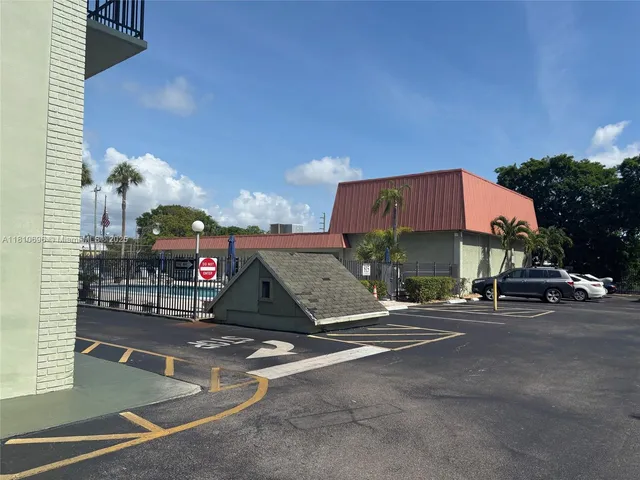 a view of a park with slide