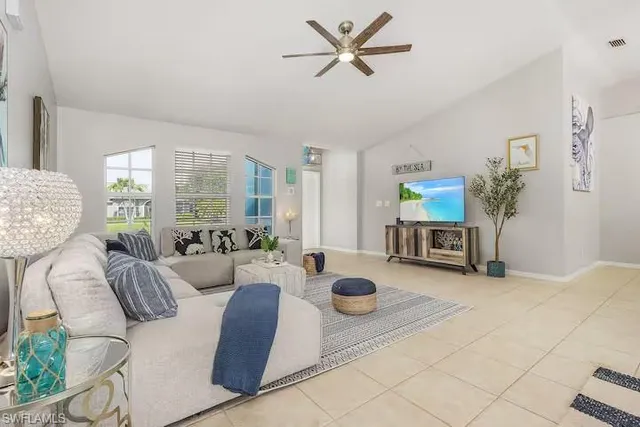 a living room with furniture