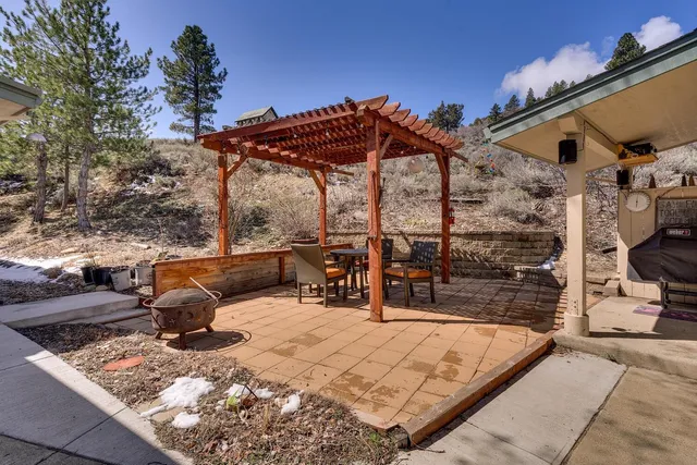 a view of outdoor space with seating