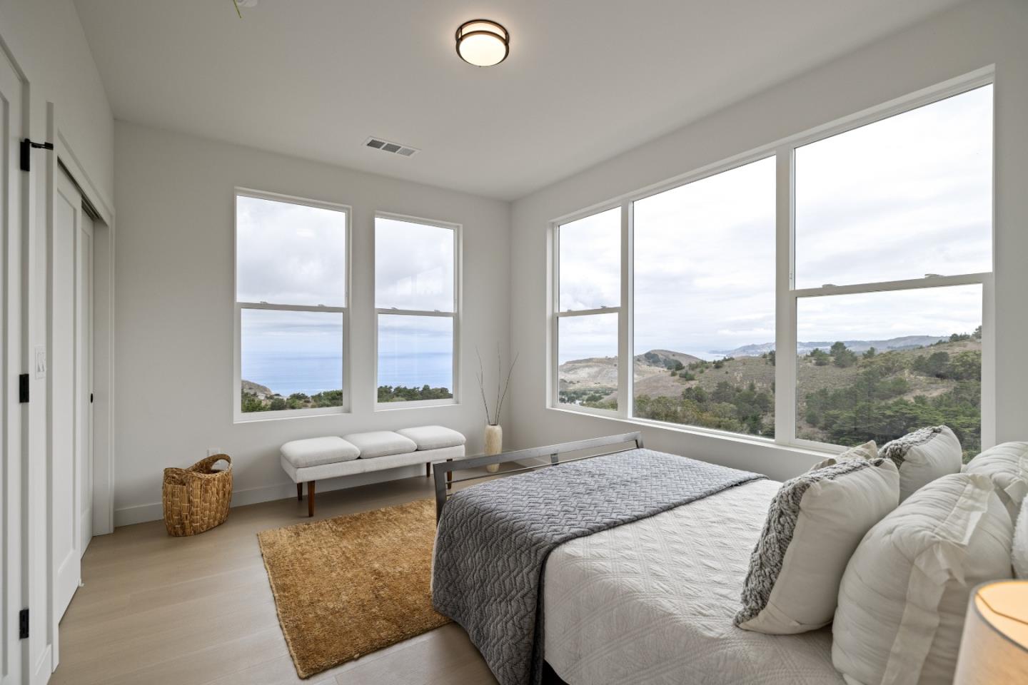 823 Fassler, Unit 823 Pacifica, CA 94044 - Photo 24 of 37 a spacious bedroom with a bed and large windows