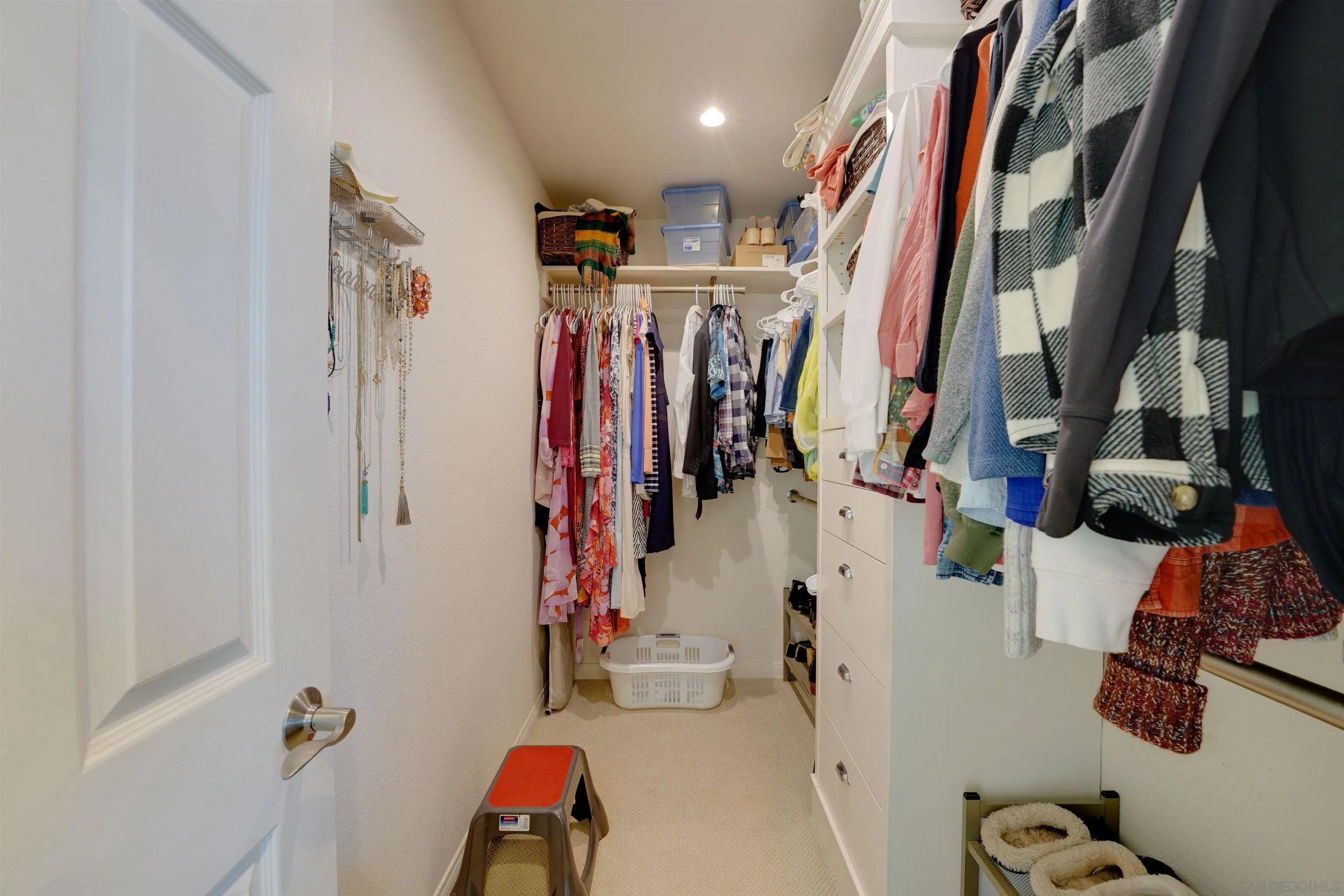 1647 Hawk View Drive Encinitas, CA 92024 - Photo 43 of 73 a view of walk in closet with clothes and shoes