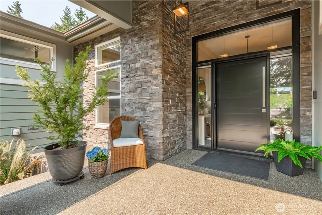 a potted plant sitting in front of a house