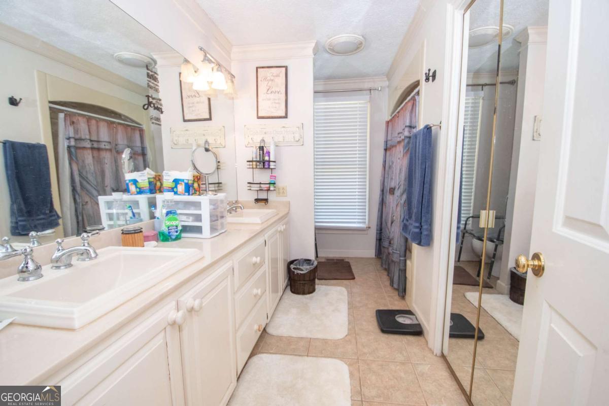 4973 Greenville Road LaGrange, GA 30241 - Photo 55 of 108 a bathroom with a sink a large mirror and a bathtub