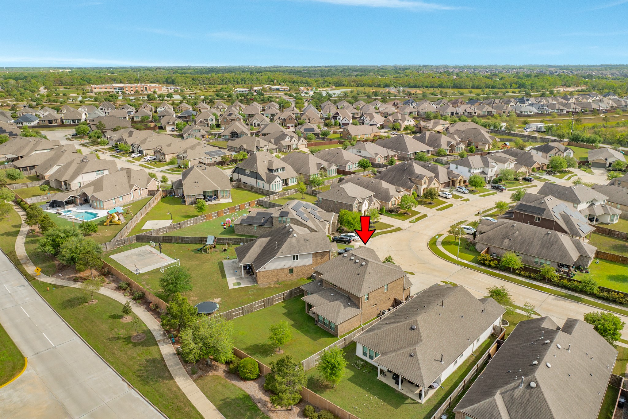 10306 Aldrin Drive Rosharon, TX 77583 - Photo 40 of 50 Aerial view of the neighborhood, highlighting the new home's location.