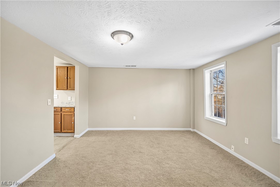 7038 Lake Road Madison, OH 44057 - Photo 10 of 17 Carpeted spare room featuring a textured ceiling