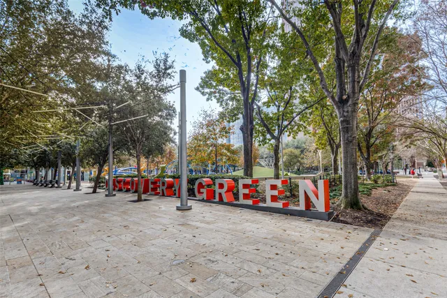 a view of road with large trees
