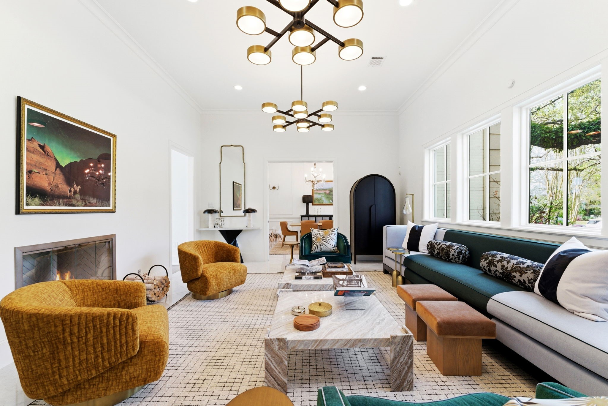 2211 Troon Road Houston, TX 77019 - Photo 7 of 44 a living room with furniture potted plant and a fireplace
